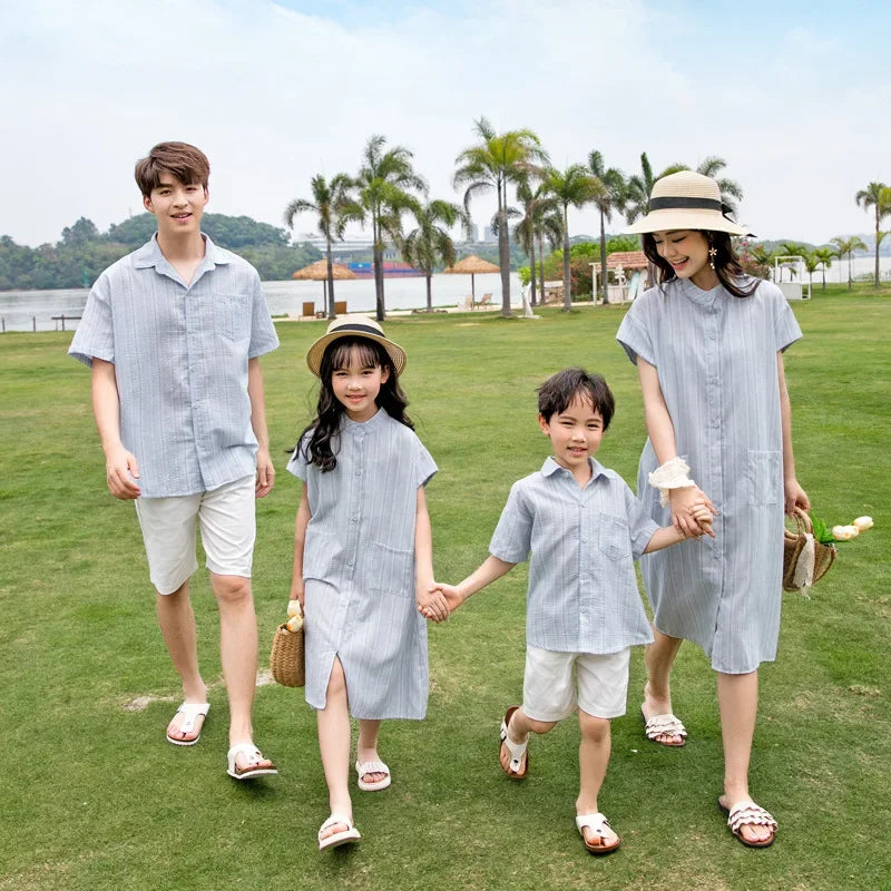Holiday Look Summer Family Matching Clothing for Couples Mother Father and Son Daughter Clothes Fashion Mom and Children Outfits