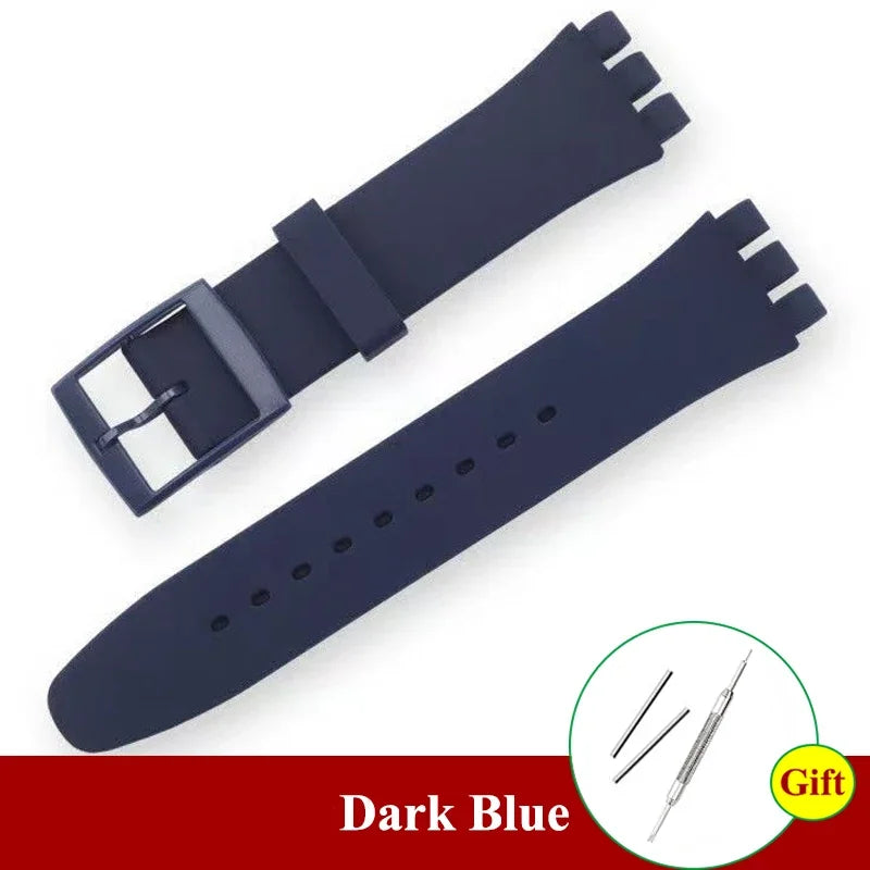 for Swatch Men Women Rubber Watch Band Soft Silicone Straps 16mm 17mm 19mm 20mm Sport Replacement Bracelet Wristbelt Accessories