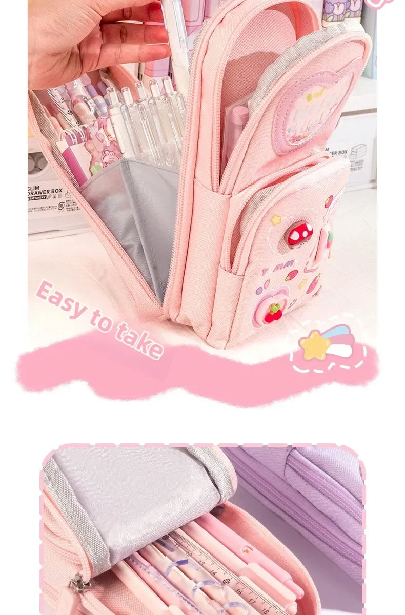 High Appearance Cute Cartoon Shaped Handheld Pencil Case with Large Capacity and Dirt Resistant Stationery Storage Bag
