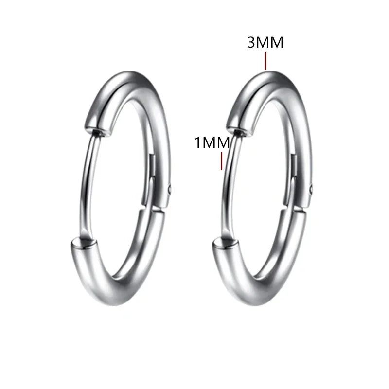 2pc Stainless Steel Small Hoop Earrings Punk Hip Hop Circle Round Huggie Hoop Earrings for Women Men Ear Ring Ear Bone Buckle