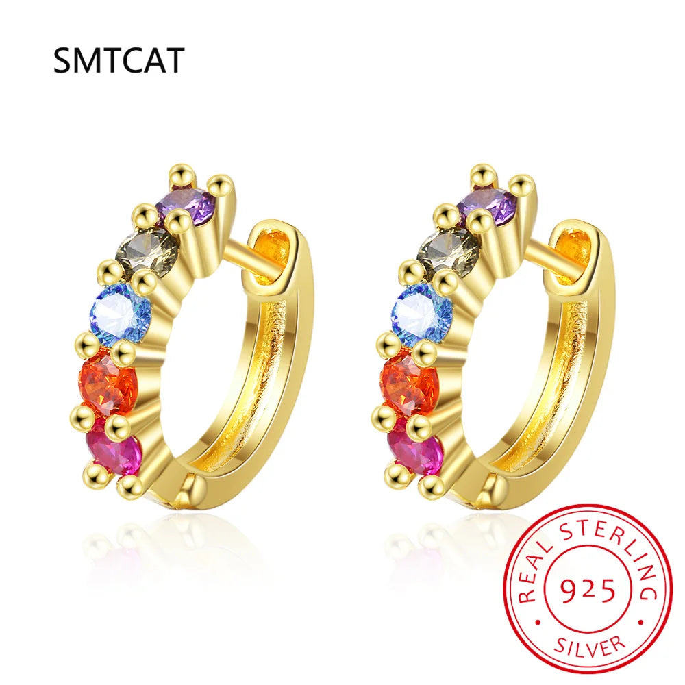 18k Plated Total 2.6CT Full Moissanite Hoop Earring for Women Sparkling Wedding Party Earring 925 Sterling Silver Jewelry Huggie