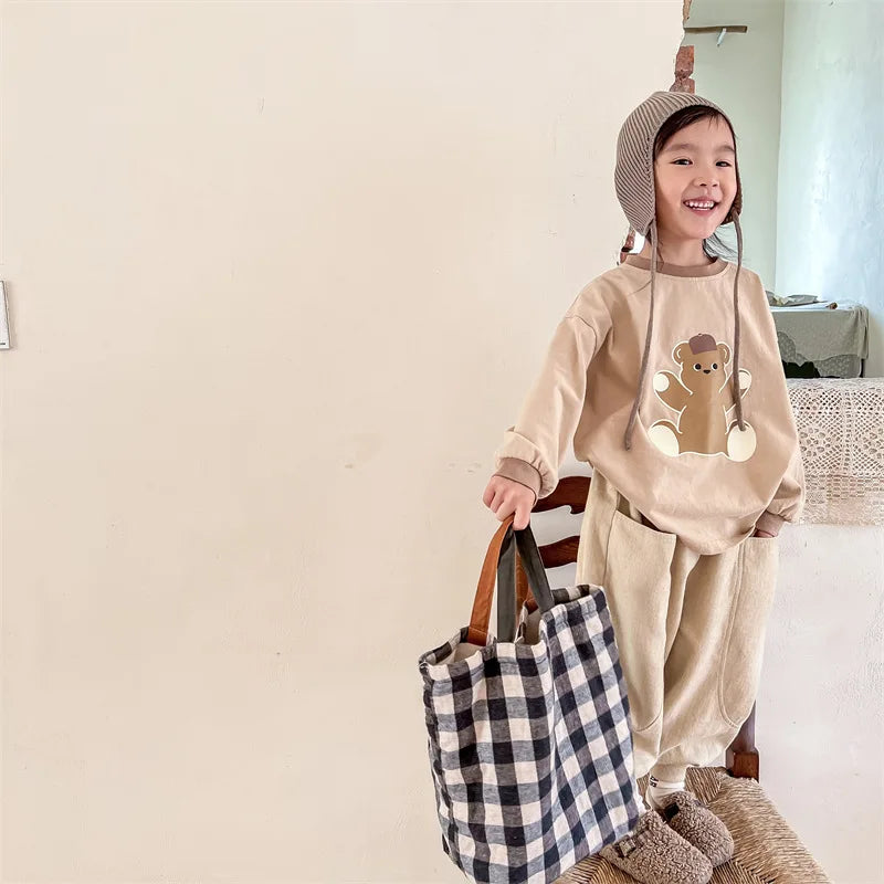 2026 Autumn New Girls Cotton Harem Pants Solid Children Loose Trousers Fashion Boys Casual Pants Loose Kids Clothes