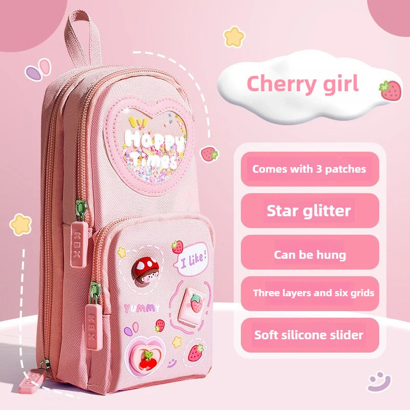 High Appearance Cute Cartoon Shaped Handheld Pencil Case with Large Capacity and Dirt Resistant Stationery Storage Bag