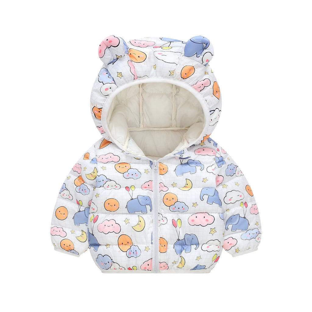 New Autumn Winter Coats Children Cartoon Cotton Down Jacket Kids Cute Casual Fashion Outerwear Boys Girls Print Clothing