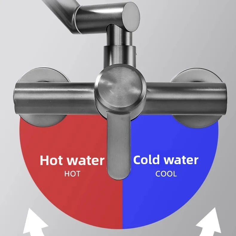 4 Mode Stainless Steel Wall Mounted Kitchen Faucet Bathroom Kitchen Sink Washbasins Cold Hot Water Mixer Tap 360 Degree