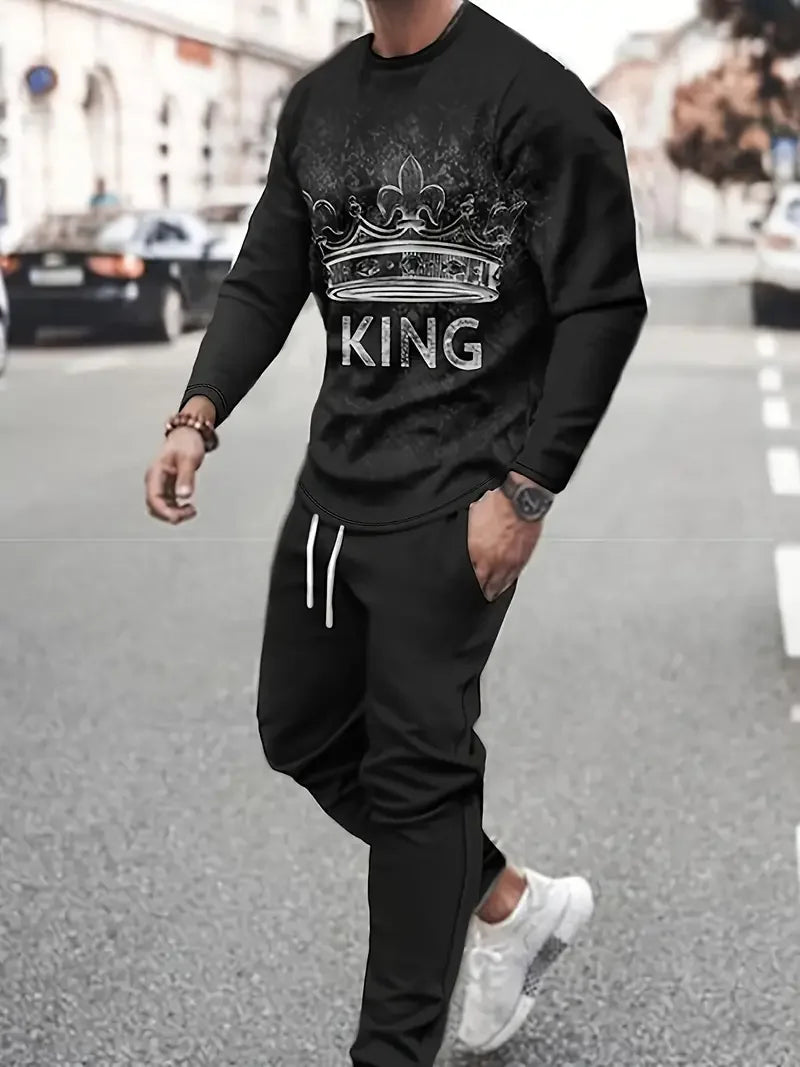 Autumn Men's Long Sleeve T-Shirts Pants Sets 3D Print Fashion Men Sportswear Man Clothes Street Tracksuit Jogger 2 Piece Outfits