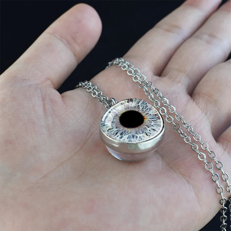Evil Eye Necklace Charming Blue Violet Green Human Eye Necklaces for Men Women Glass Ball Pendant Chains Jewelry Halloween Gift