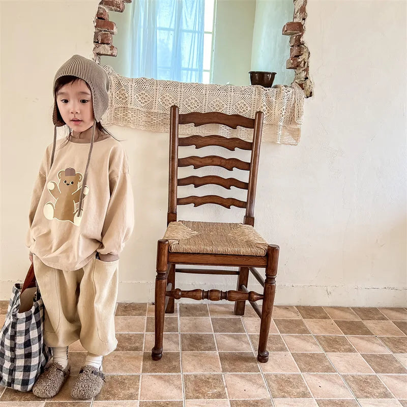2026 Autumn New Girls Cotton Harem Pants Solid Children Loose Trousers Fashion Boys Casual Pants Loose Kids Clothes