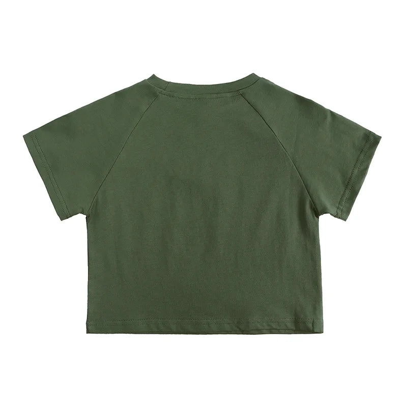 Summer T-shirt Simple Versatile Soft Tshirt Short Sleeve Tops Boys Children Cotton Tees Candy Color Loose Comfortable Clothes
