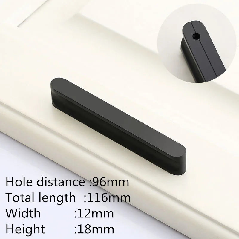 VARMSTUGA American Simple Black Aluminum Alloy Kitchen Cabinet Door Knobs and Handles Drawer Pulls Furniture Handle Hardware