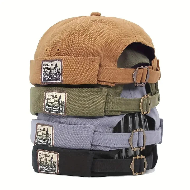 Dome Melon Cap Men Women Fashion Vintage Brimless Hat Hip Hop Landlord Hat Unisex Skullies Beanie Solid Color Docker Cap
