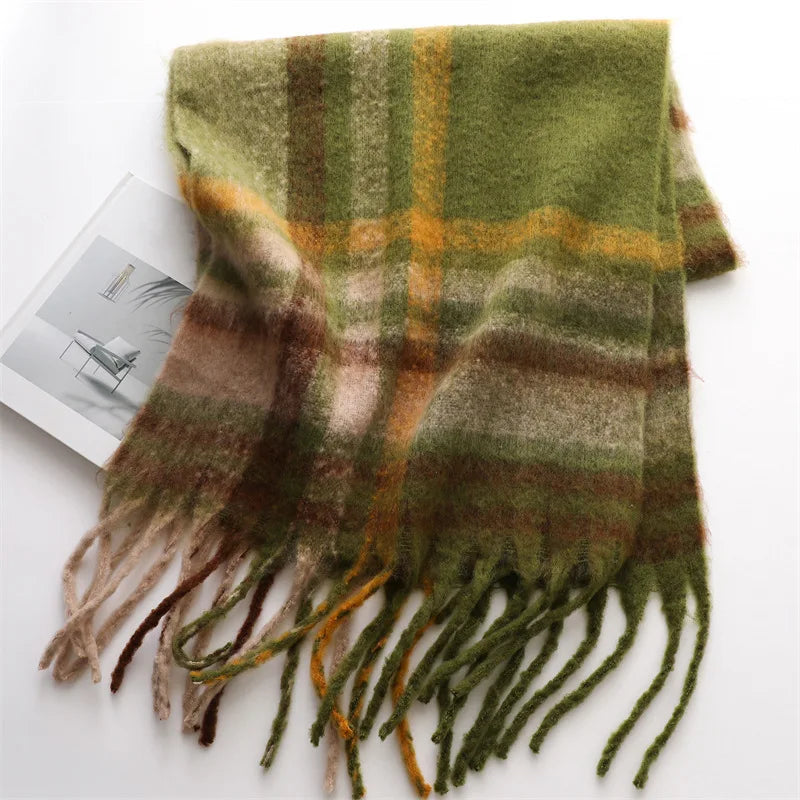 Korean Winter Imitation Cashmere Scarf Student Neck Thick Warm Shawl Men Women Popular Tassel Scarves Bufanda Blanket Thickening