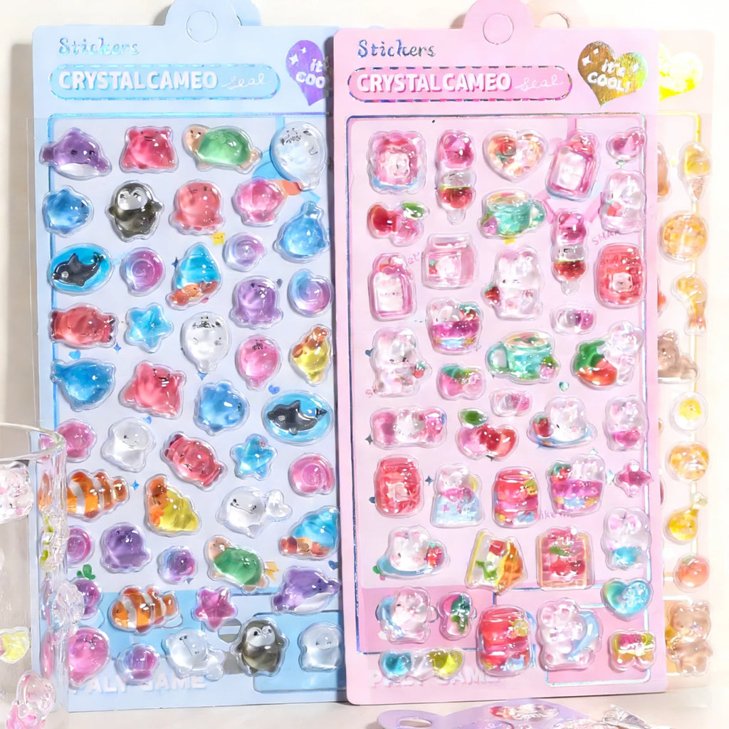 Kawaii Japanese Animal Sushi 3D Relief Drop Sticker for Scrapbooking Cute DIY Phone Case Decor Sticker School Stationery Supply