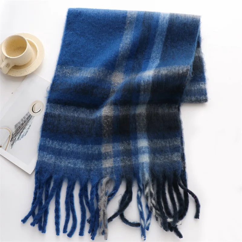 Korean Winter Imitation Cashmere Scarf Student Neck Thick Warm Shawl Men Women Popular Tassel Scarves Bufanda Blanket Thickening
