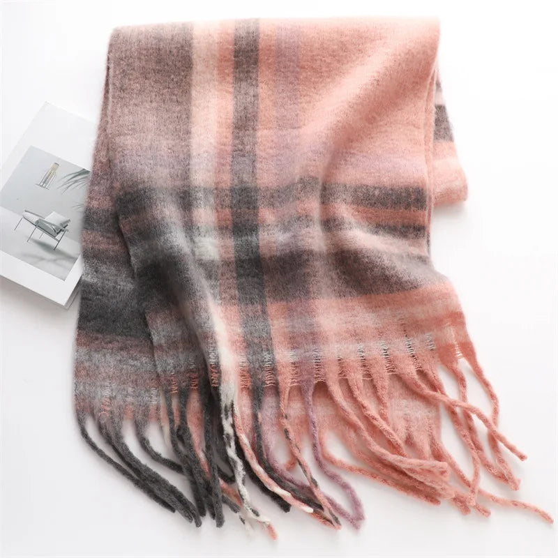 Korean Winter Imitation Cashmere Scarf Student Neck Thick Warm Shawl Men Women Popular Tassel Scarves Bufanda Blanket Thickening