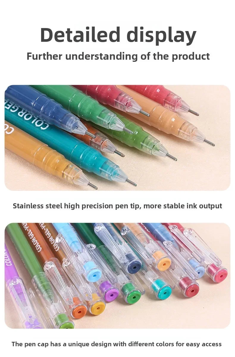 LANGUO Aesthetic Overlayable Skin Tone Gel Pens High-Capacity Art Journaling Replacement School Supplies Stationery