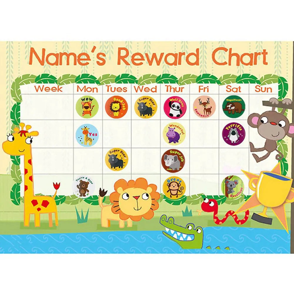 500Pcs Reward Stickers Motivational Stickers Roll for School Reward Students Teachers Cute Animals Stickers Labels