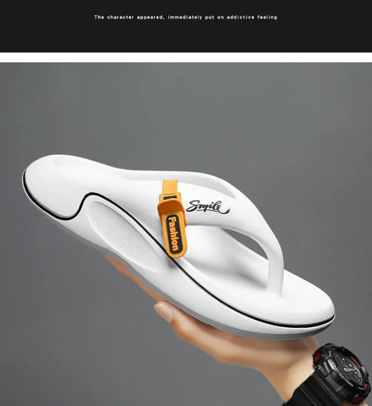 Men's flat slippers summer thick soft sole eva slippers outdoor beach sandals women's 45 non-slip comfortable bathroom slippers