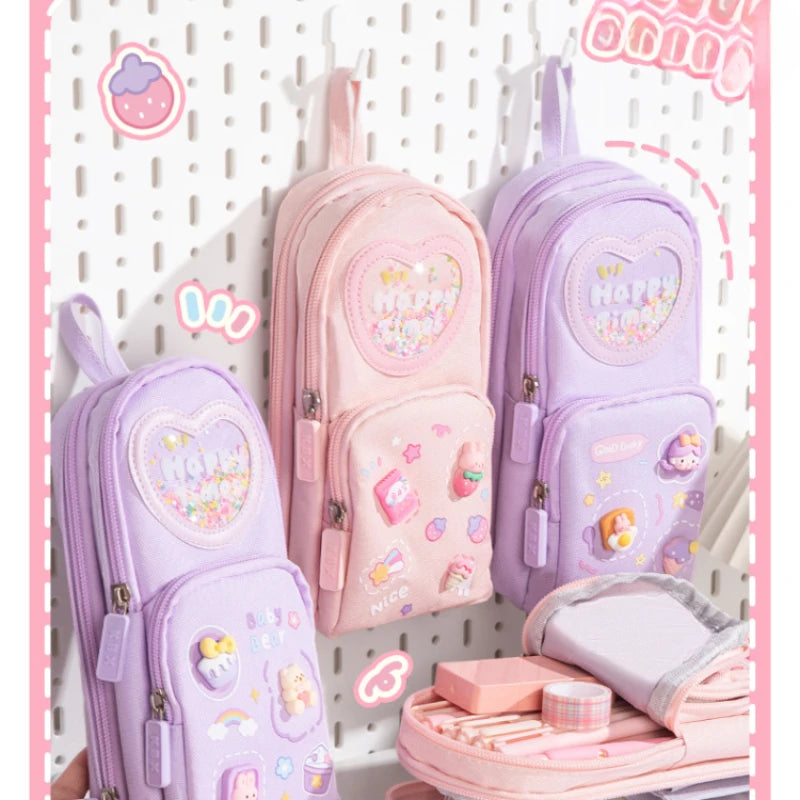 High Appearance Cute Cartoon Shaped Handheld Pencil Case with Large Capacity and Dirt Resistant Stationery Storage Bag