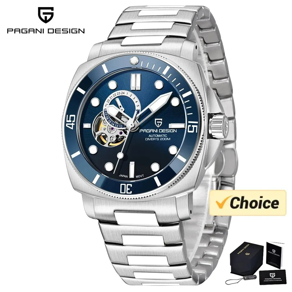 PAGANI DESIGN Men's Watches 2026 New Mechanical Automatic Watch For Men 200M Diving Top Brand Luxury Wristwatch Stainless Steel