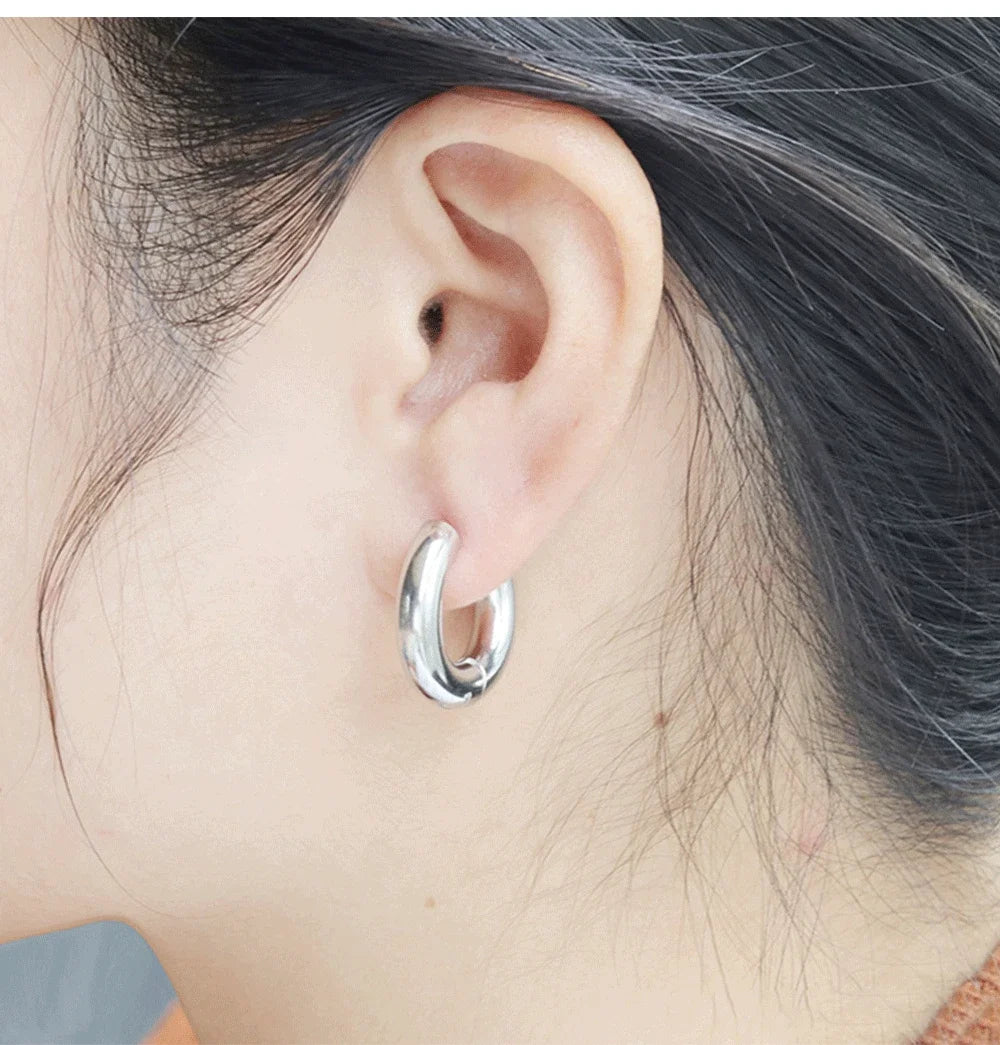 2pc Stainless Steel Small Hoop Earrings Punk Hip Hop Circle Round Huggie Hoop Earrings for Women Men Ear Ring Ear Bone Buckle