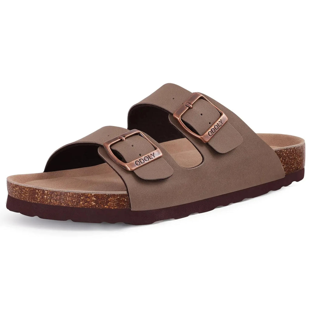 Comwarm Buckle Clogs For Women Men New Genuine Suede Clogs with Arch Support Soft Cork Footbed Mules Fashion Thick Beach Sandals