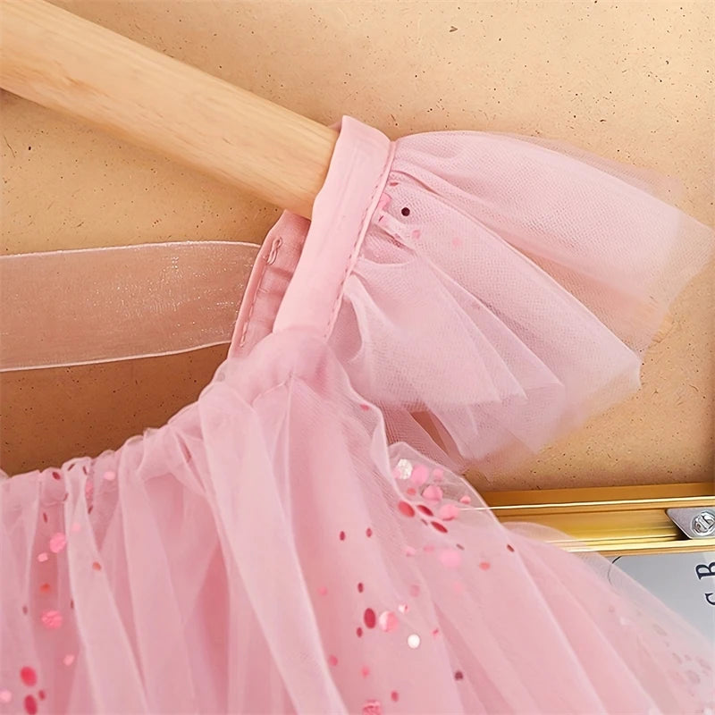 Sweet Baby Girl Birthday Party Evening Dress Children Summer Sleeveless Fairy Princess Gauze Dresses Fashion Toddler Kid Costume