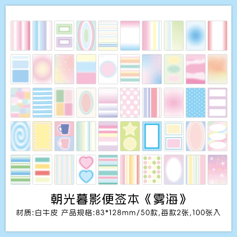 100sheets Ins Simple Color Lines Message Memo Notebook DIY Handmade Scrapbooking Material School Office Supplies