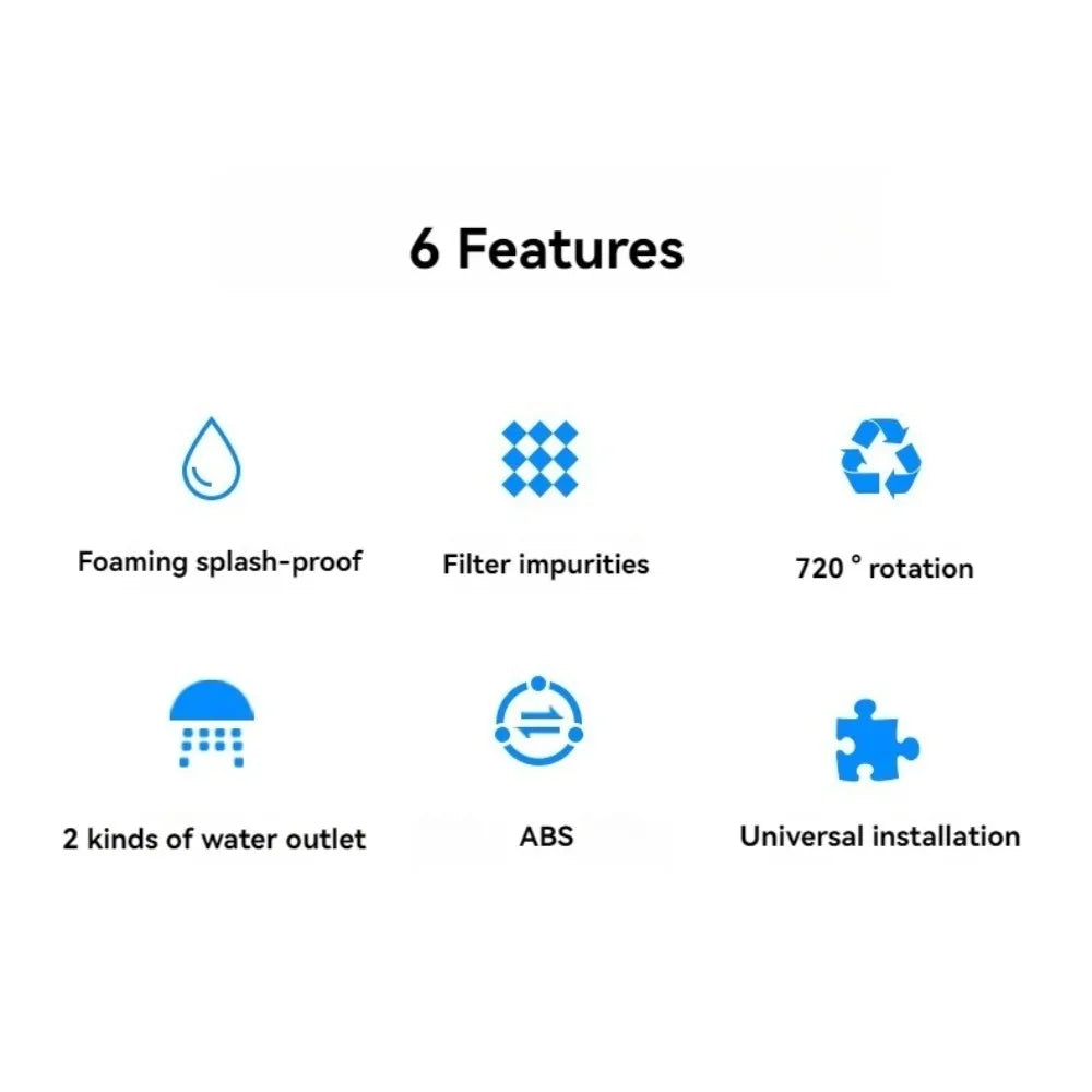 ABS Universal 720 Degree Rotating Faucet Extender Adapter Splash Proof Kitchen Bathroom Single Mode  Nozzle for Water Saving