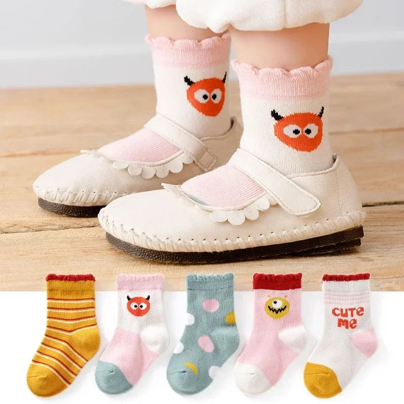 5 Pairs Kids Boys Socks Tennis Children Sport School Students Socks Spring Autumn Soft Cotton Toddler Mid Tube Girls Sports Sock