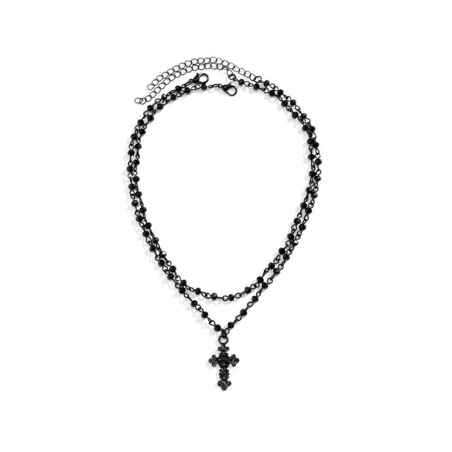 Ingemark Gothic Black Cross Jesus Star Pendant Choker Necklace for Women Punk Vintage Metal Chain Neck Jewelry Accessories New