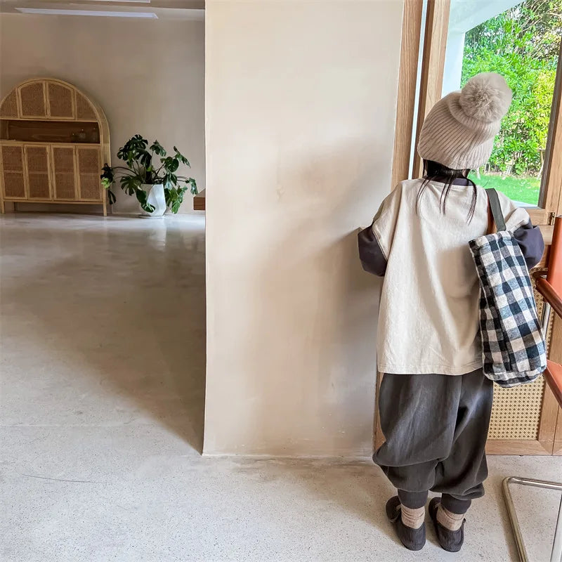 2026 Autumn New Girls Cotton Harem Pants Solid Children Loose Trousers Fashion Boys Casual Pants Loose Kids Clothes