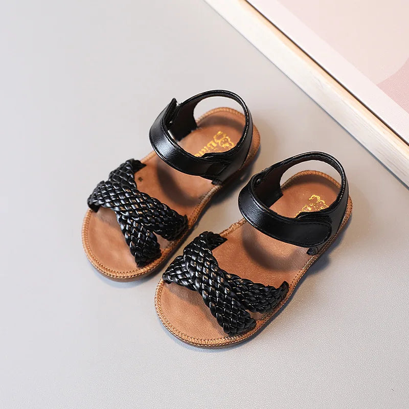 Baby Gladiator Beach Sandals Flat Casual Breathable Weave Roman Shoes Summer Kids Shoes 2026 Beach Children Sandals Girls F02121
