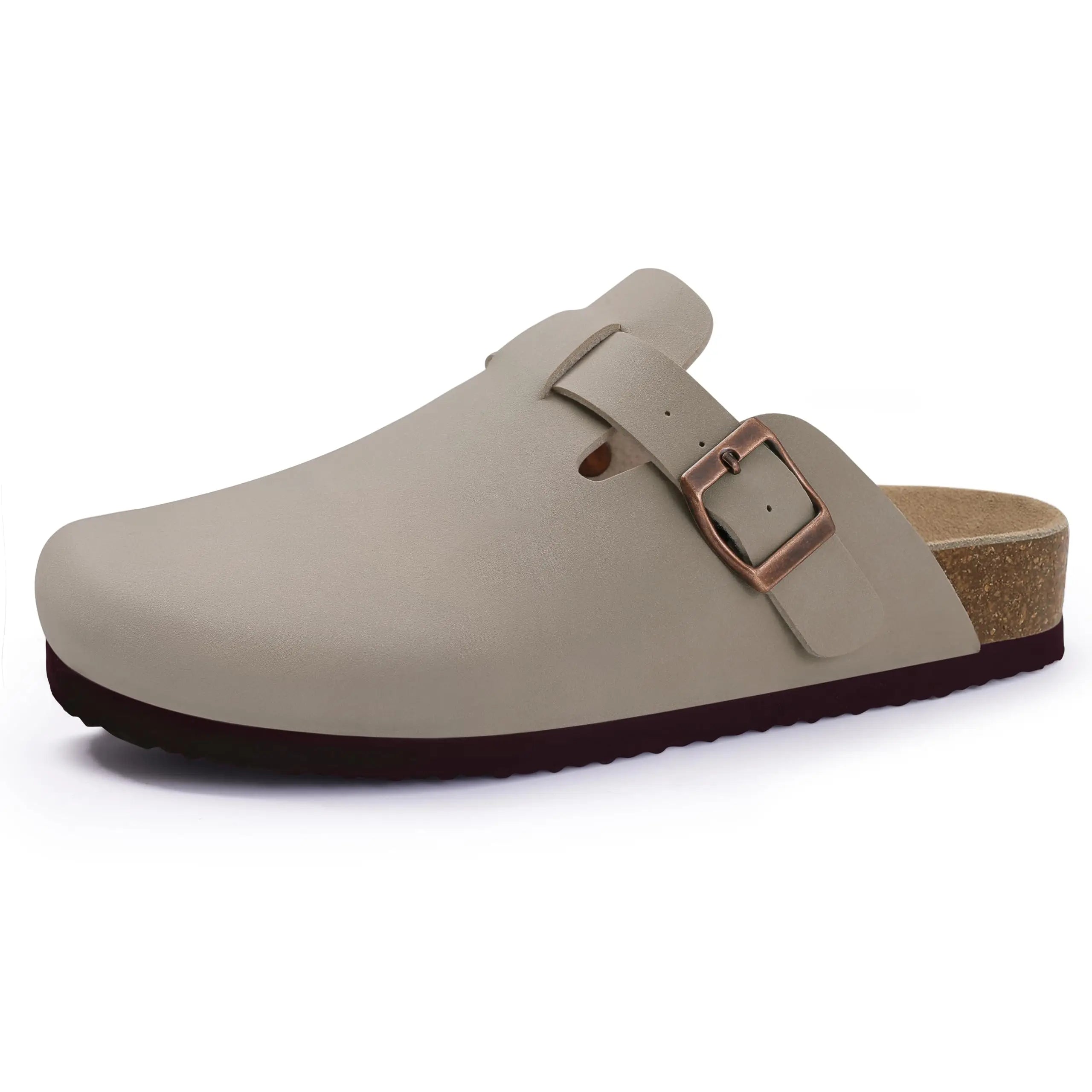 Comwarm Buckle Clogs For Women Men New Genuine Suede Clogs with Arch Support Soft Cork Footbed Mules Fashion Thick Beach Sandals