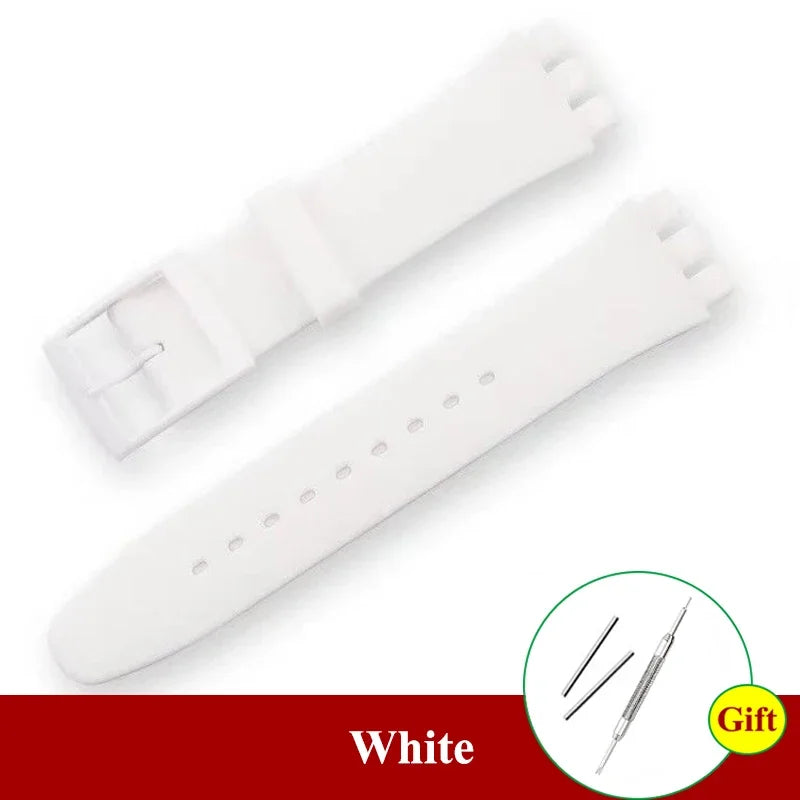 for Swatch Men Women Rubber Watch Band Soft Silicone Straps 16mm 17mm 19mm 20mm Sport Replacement Bracelet Wristbelt Accessories