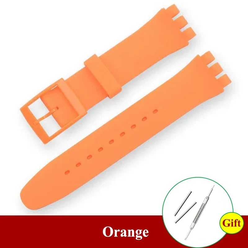 for Swatch Men Women Rubber Watch Band Soft Silicone Straps 16mm 17mm 19mm 20mm Sport Replacement Bracelet Wristbelt Accessories