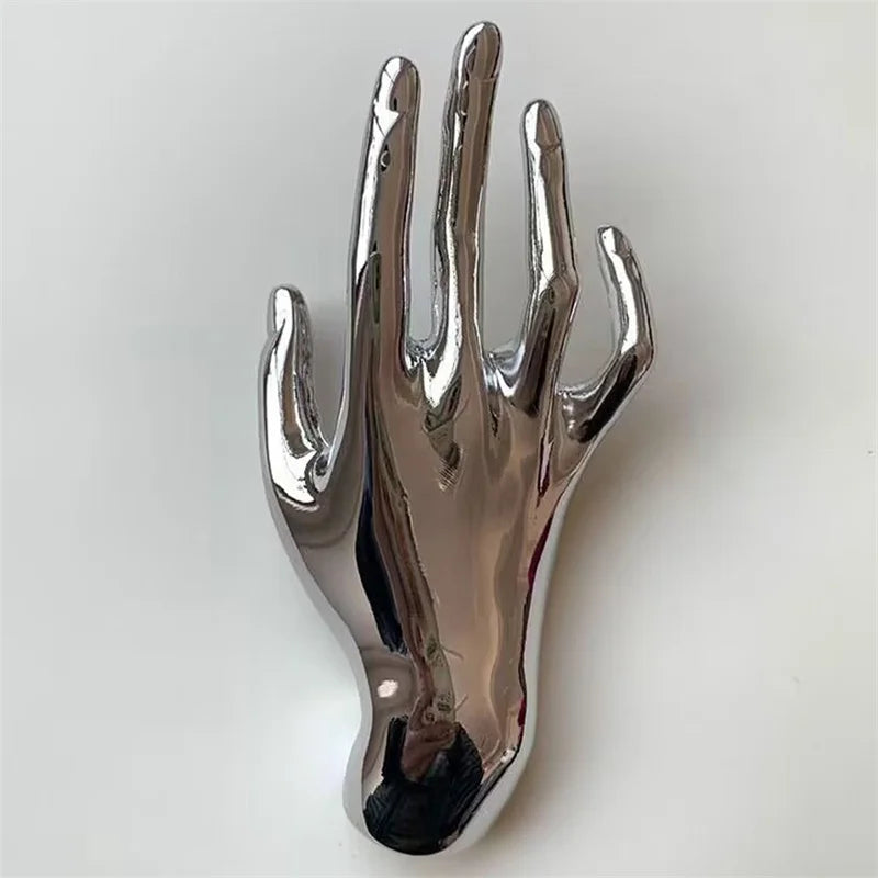 XIALUOKE Vintage Hyperbole Metal Smooth Palm Hand Shape Large Broochs For Women Men Punk Unique Creative Suit Pin Party Jewelry