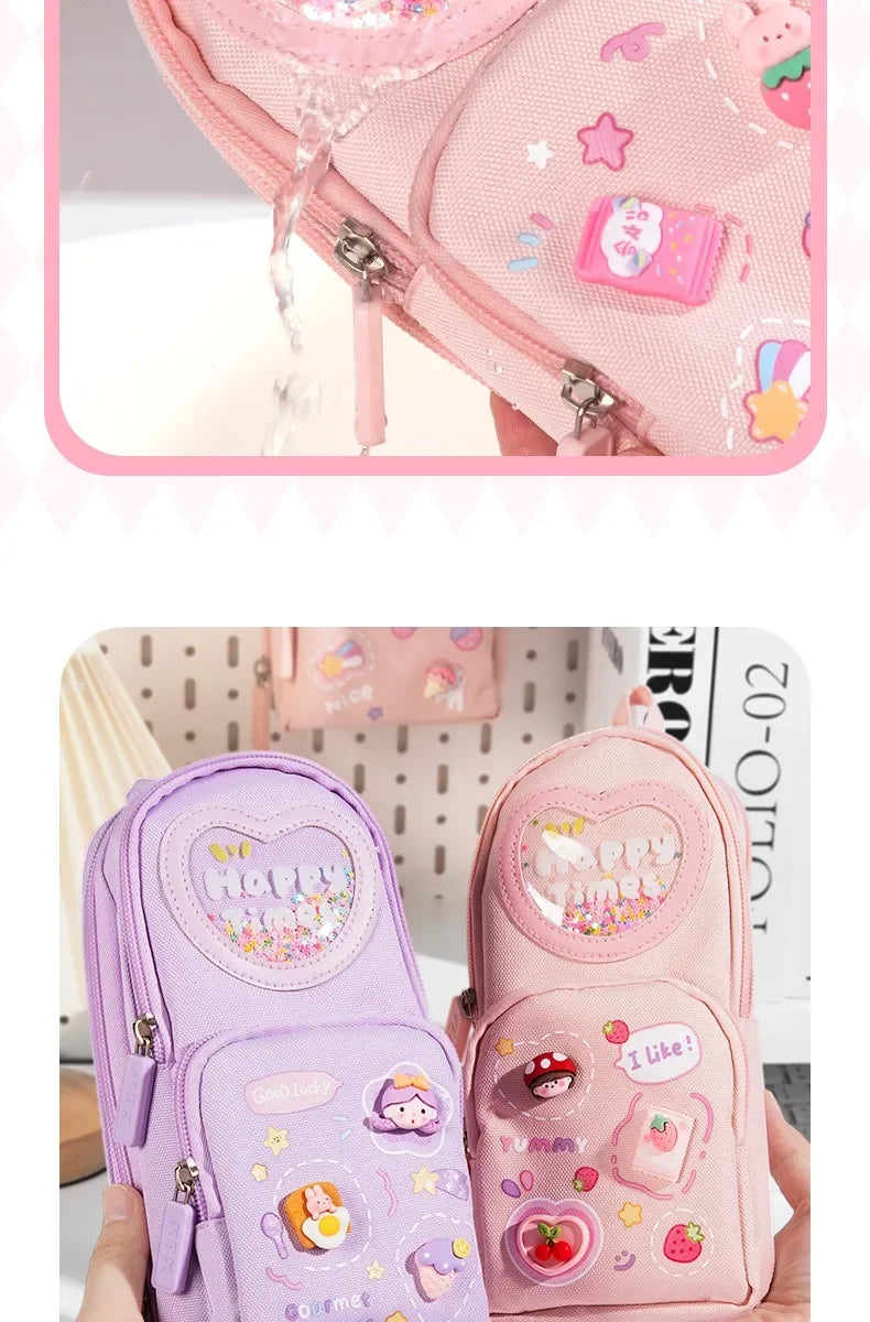 High Appearance Cute Cartoon Shaped Handheld Pencil Case with Large Capacity and Dirt Resistant Stationery Storage Bag