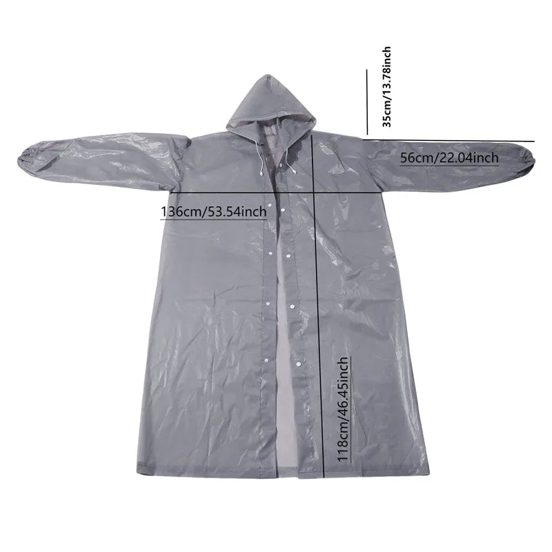 3 in 1 Waterproof Adult Long Raincoat Women Men Rain Coat Jacket Hooded Poncho for Outdoor Hiking Travel Fishing Rainwear Suit