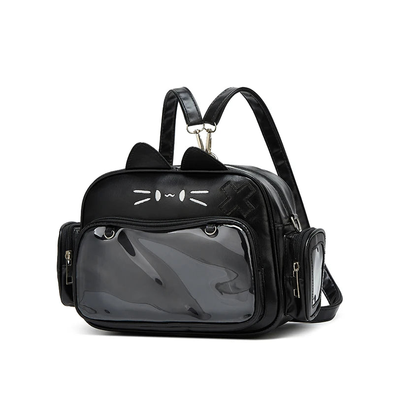 Fashion College Style Female Small Ita Bag Cat Backpacks for Women Leather Casual Lolita Jk Harajuku Shoulder Bag