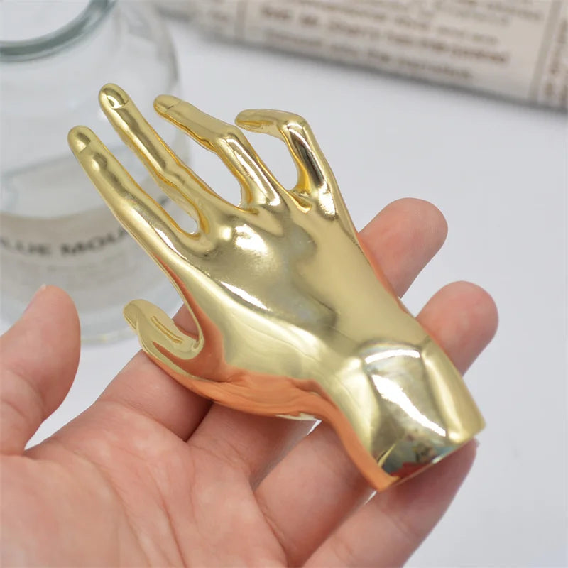 XIALUOKE Vintage Hyperbole Metal Smooth Palm Hand Shape Large Broochs For Women Men Punk Unique Creative Suit Pin Party Jewelry