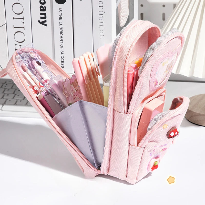 High Appearance Cute Cartoon Shaped Handheld Pencil Case with Large Capacity and Dirt Resistant Stationery Storage Bag