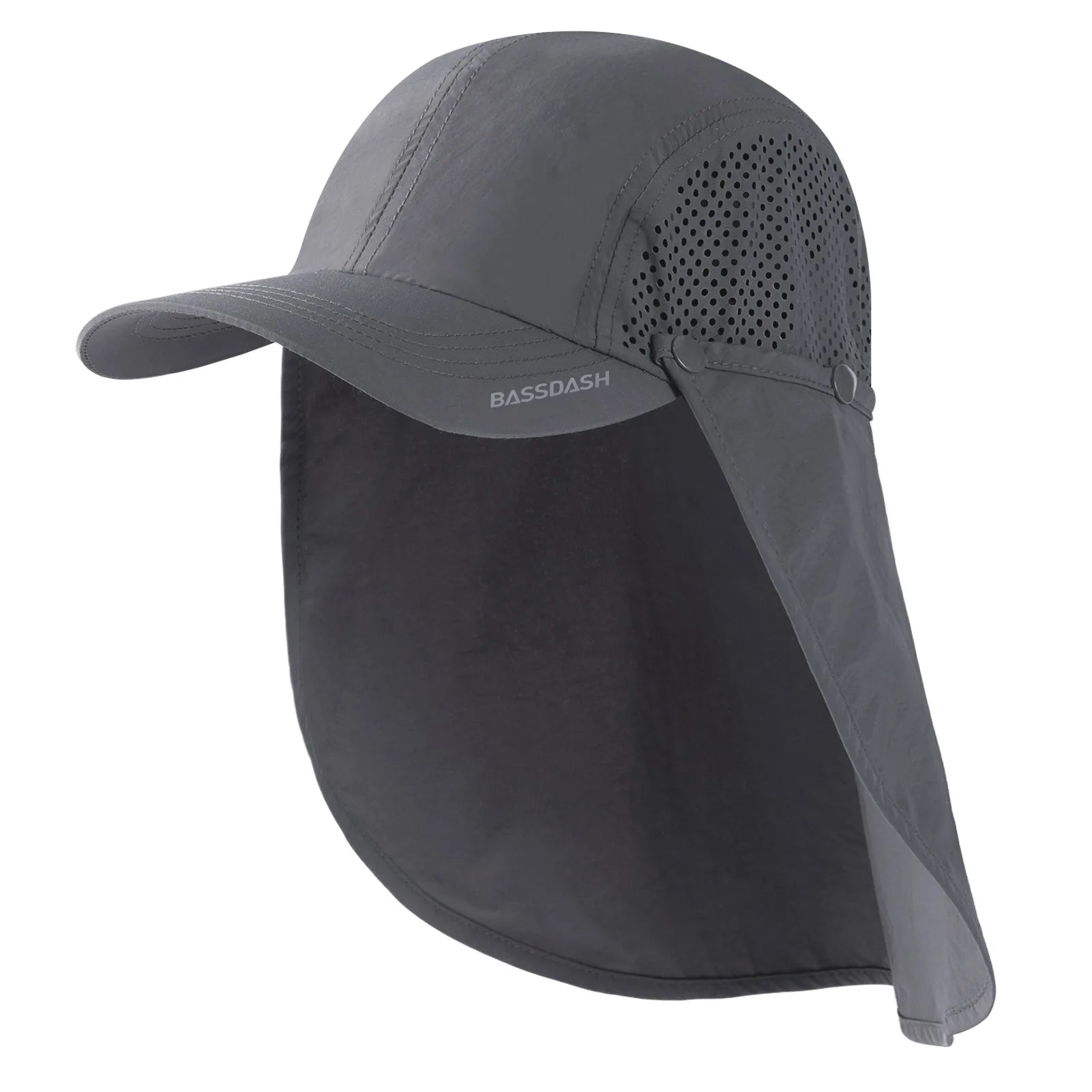 BASSDASH UPF 50+ Foldable Fishing Hat Baseball Cap with Removable Neck Flap Portable for Men Women Golf Hiking