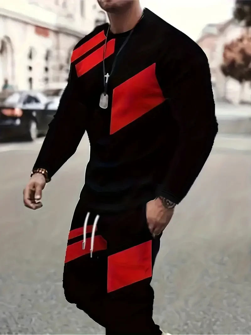 Autumn Men's Long Sleeve T-Shirts Pants Sets 3D Print Fashion Men Sportswear Man Clothes Street Tracksuit Jogger 2 Piece Outfits