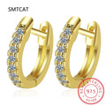 18k Plated Total 2.6CT Full Moissanite Hoop Earring for Women Sparkling Wedding Party Earring 925 Sterling Silver Jewelry Huggie