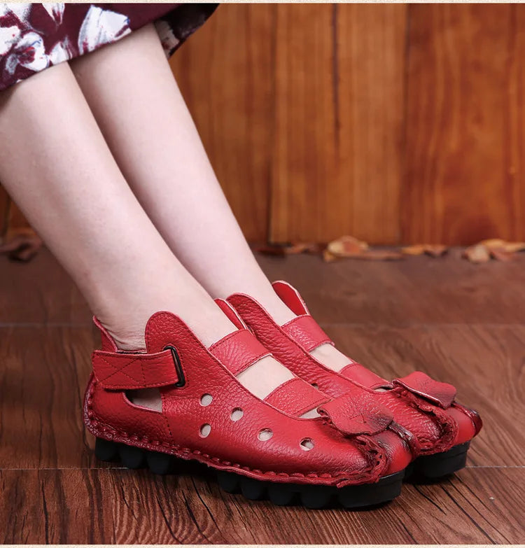 GKTINOO 2026 Summer Soft Bottom Flat Genuine Leather Women Shoes Personality Leisure Women Sandals Retro Handmade Sandals sapato