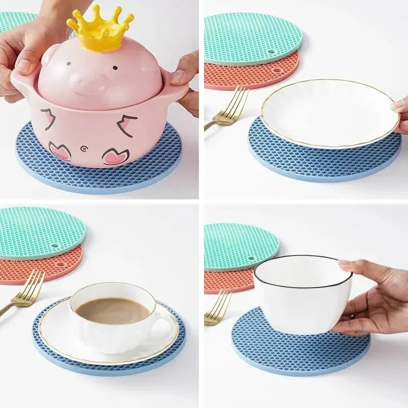 Round Resistant Rubber Mat Drink Cup Coasters Insulation Non Slip Pot Holder Thicken Table Placemat Kitchen Accessories