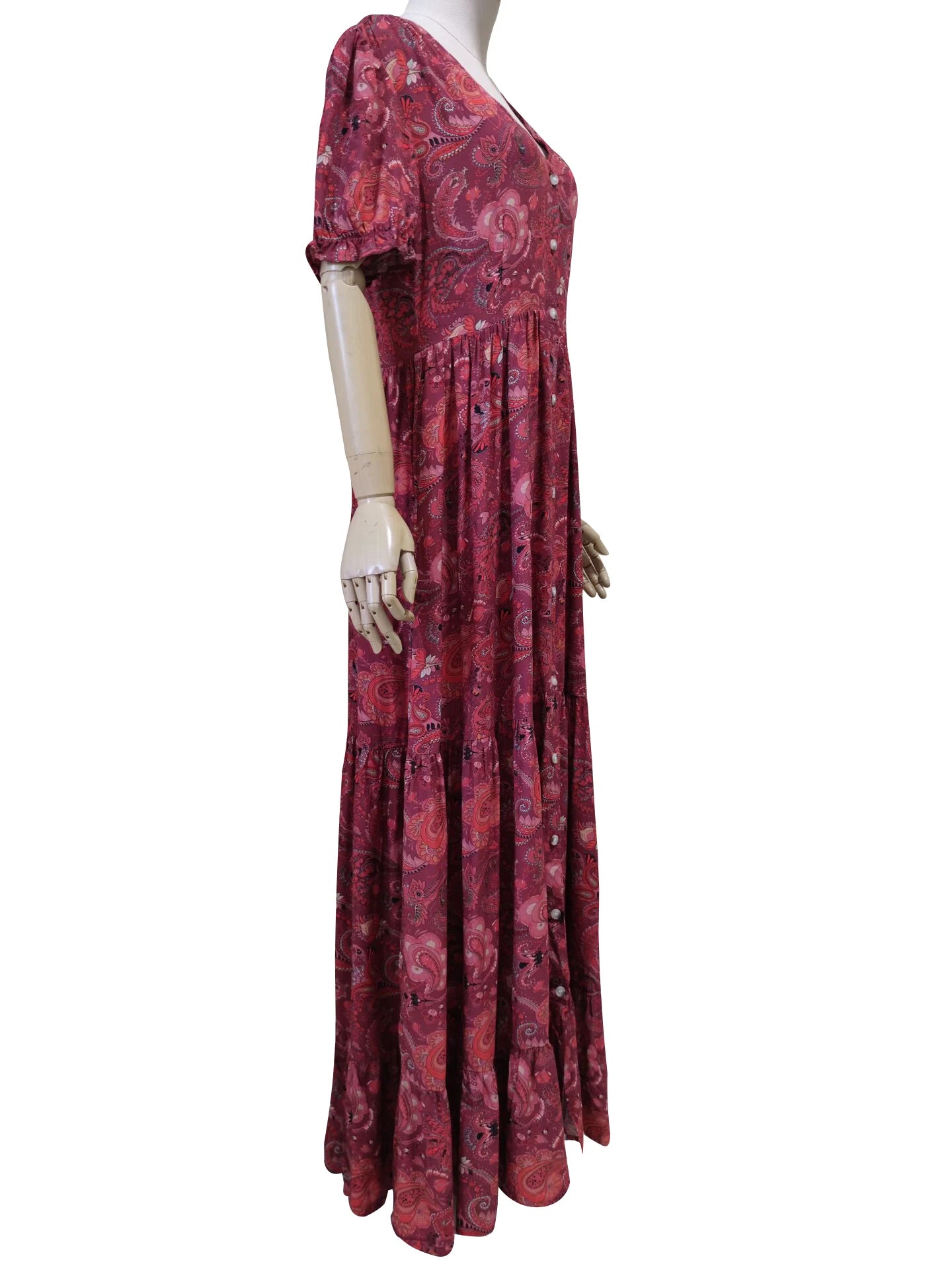 TEELYNN boho long dress Vintage 2023 floral print Chiffon three quarter sleeve v-neck summer Gypsy Hippie women dresses vestidos