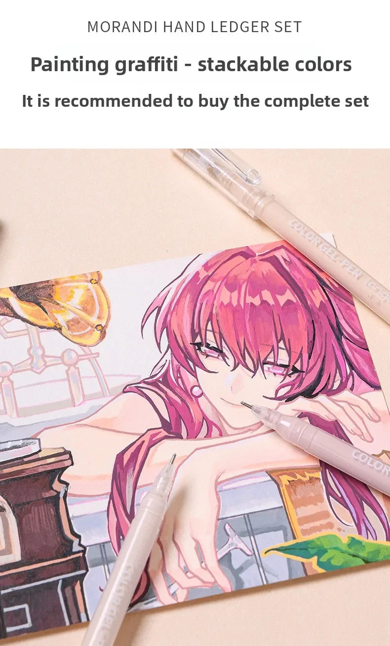 LANGUO Aesthetic Overlayable Skin Tone Gel Pens High-Capacity Art Journaling Replacement School Supplies Stationery