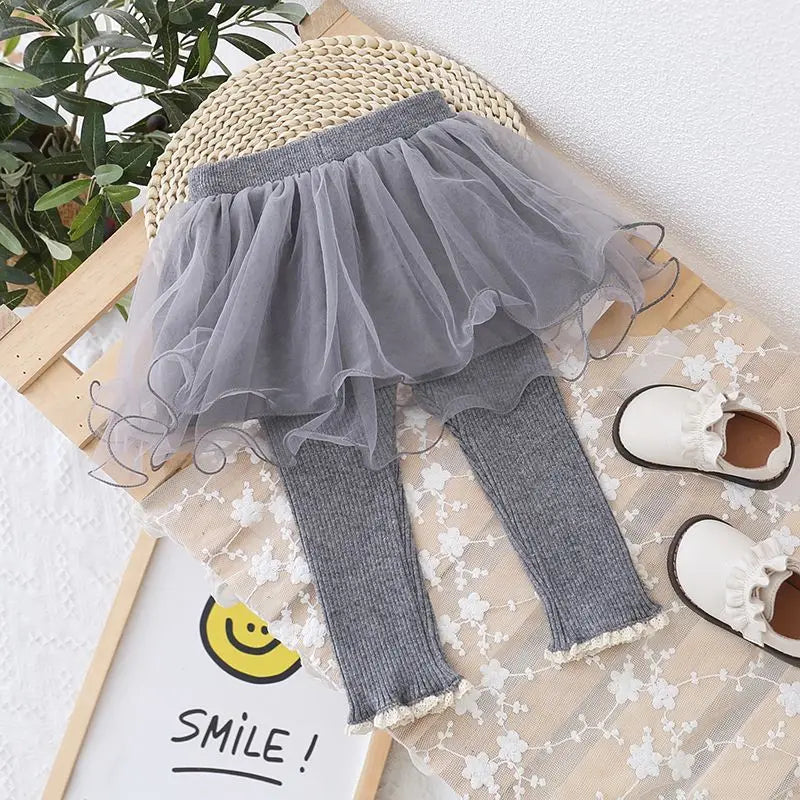 Girls Skirt-leggings Spring Autumn Mesh Skirt Pants for Kids Warm Winter Lace Children Leggings Toddler Trousers Baby Tights